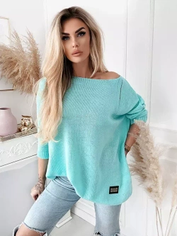Damski długi sweter oversize miętowy 5712M