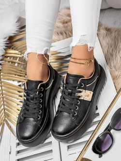 Damskie buty sportowe czarne na platformie Y121