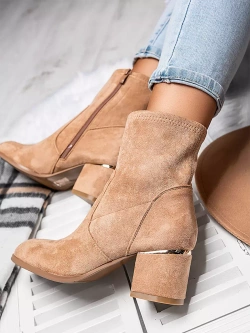 Damskie botki ciemnobeżowe A6221-63