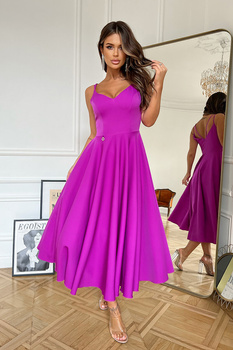 SUKIENKA MIDI NA RAMIĄCZKACH FIOLETOWA