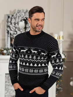 Męski sweter świąteczny czarny 5839C