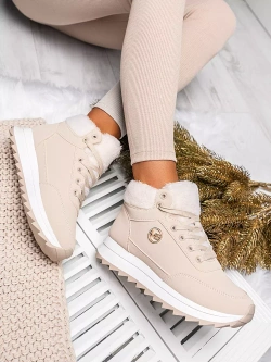 Damskie beżowe ocieplane buty sportowe TL232-8