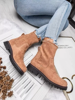Damskie zamszowe botki camel A5300-37