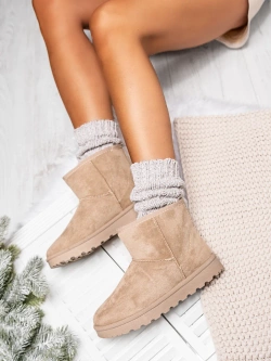 Damskie śniegowce zamszowe ciemnobeżowe TL240-63