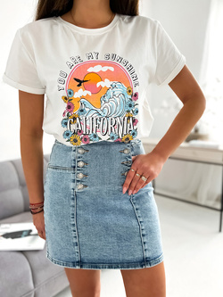 Damski t-shirt biały z nadrukiem TD02B