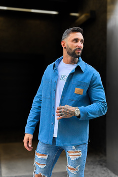 KOSZULA MĘSKA BG DENIMO | NIEBIESKI JEANS