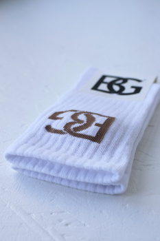 Skarpety BG Login | biały - beż