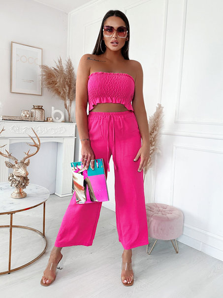 Komplet damski top+spodnie fuksja SET011F