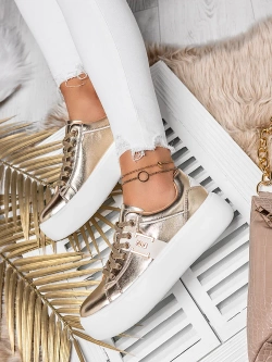 Damskie buty sportowe złote na platformie Y121-17