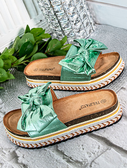 Damskie klapki zielone P5113Z