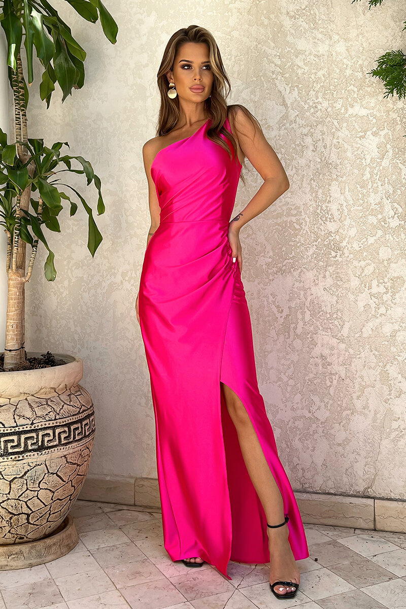 SUKIENKA SATYNOWA NA JEDNO RAMIĘ FUKSJA