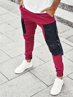 Spodnie męskie joggery bordowe 11145BO