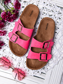 Damskie klapki różowe z klamrami DZ119-5