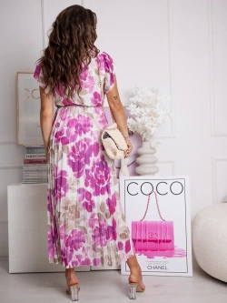 Długa plisowana sukienka w kwiaty Amalia