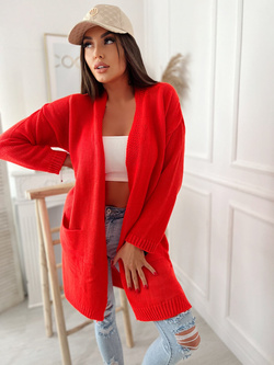 Damski kardigan pomarańczowy neon 42218P