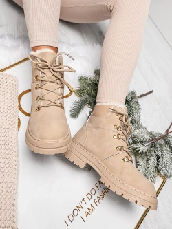 Damskie ocieplane beżowe trapery TL228-8