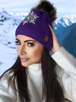 Damska czapka fioletowa Elza 014