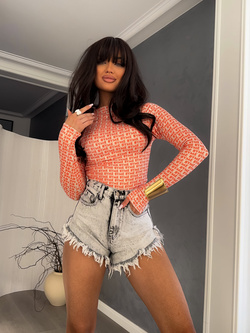 Bluzka SKIN literki – beżowo-orange