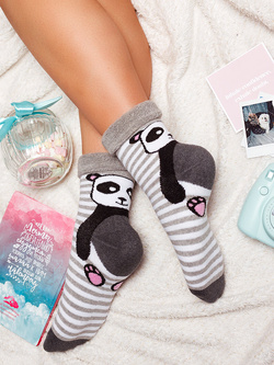 Damskie czarne skarpetki z pandą SKF07