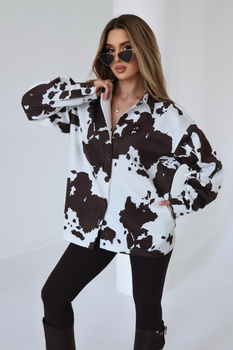 Koszula damska BG Muu | biały-czekolada