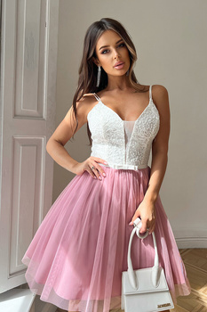 KRÓTKA TIULOWA SUKIENKA NA RAMIĄCZKACH