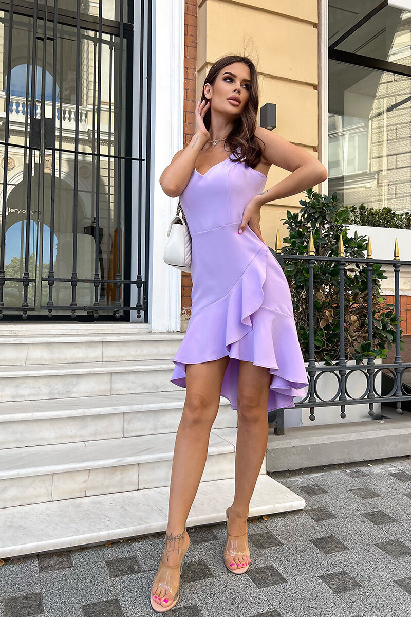 SUKIENKA Z FALBANKAMI LILIOWA