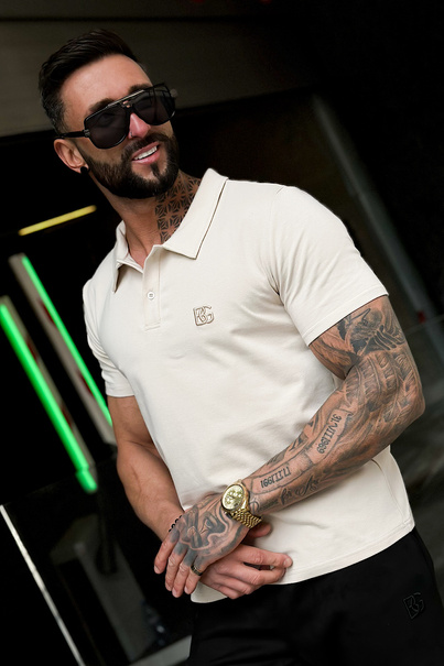T-SHIRT MĘSKI BG POLO | BEŻ