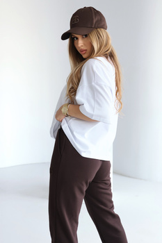 T-Shirt damski BG Ocean | biały-gorzka czekolada