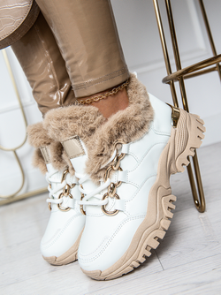 Damskie ocieplane buty sportowe białe HF221-9