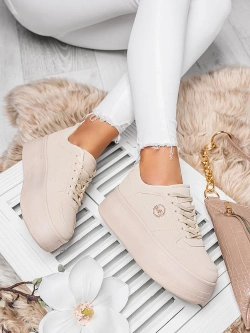 Damskie buty sportowe beżowe na platformie TL262-8