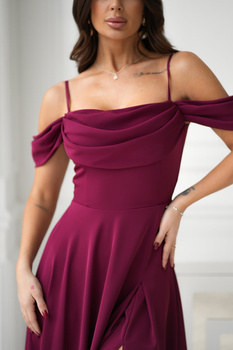 SUKIENKA MAXI Z OPADAJĄCYMI RAMIĄCZKAMI I ROZCIĘCIEM