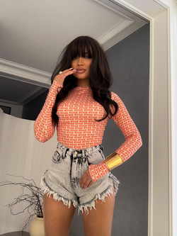 Bluzka SKIN literki – beżowo-orange