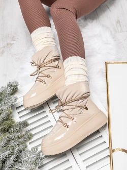 Damskie śniegowce ciemnobeżowe HY855-63