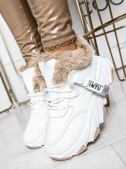 Damskie sneakersy ocieplane białe YK109-9A