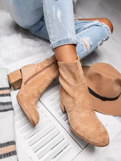 Damskie botki ciemnobeżowe A6221-63