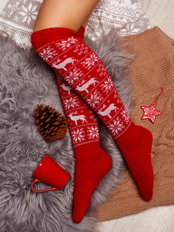 Damskie zakolanówki świąteczne czerwone ZŚ05