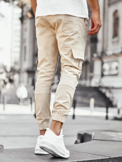 Spodnie męskie joggery beżowe 191376BE