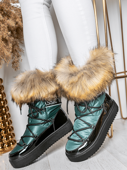 Damskie śniegowce czarno-zielone HY821-7