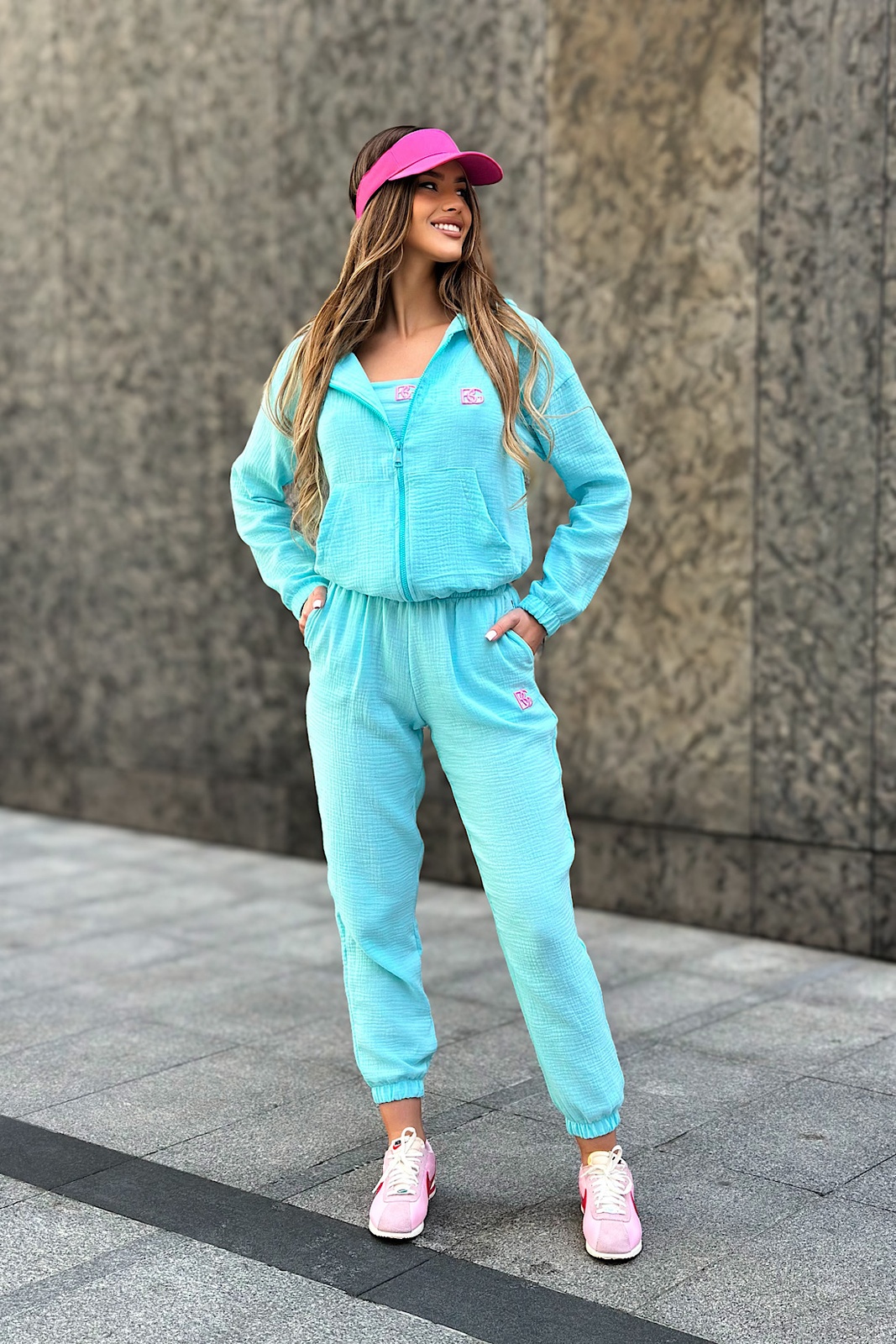 DRES 3-CZĘŚCIOWY DAMSKI BG SOFT | TURKUSOWY