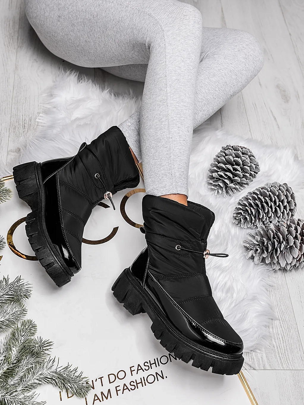 Damskie śniegowce czarne HY857