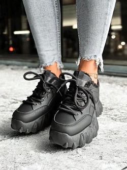 Damskie buty sportowe ocieplane czarne TL366