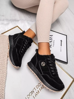 Damskie czarne ocieplane buty sportowe TL233