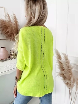 Damski długi sweter oversize żółty neon 5712ZL