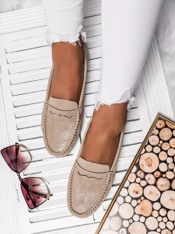 Damskie ciemnobeżowe mokasyny M502-63