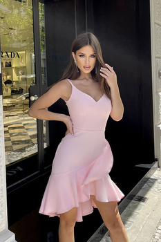 SUKIENKA Z FALBANKAMI BRUDNY RÓŻ