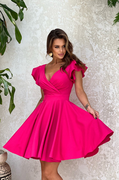 SUKIENKA Z FALBANAMI FUKSJA