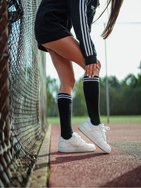 Podkolanówki ze ściągaczem w paski 0248.004, Kolor Czarny, Rozmiar 37-41