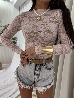 Bluzka SABRINA koronka – pudrowy róż
