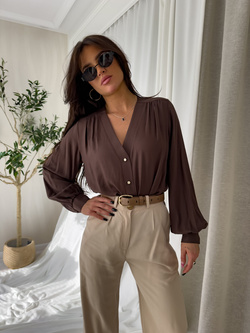 Koszula RUFFLES – brązowa