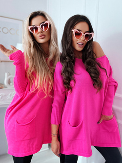 Damski długi sweter różowa landrynka 142224R